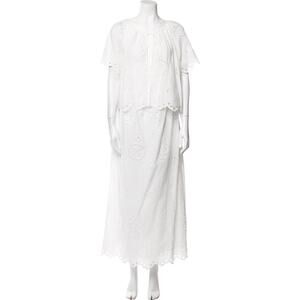 Matteau 'Eyelet' White Cotton Trim Dress Set Size 6 US / 10 AU